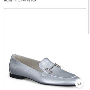 Paul Green Daphne Silver Soft Leather Buckle Horsebit Top Flat Loafer Size 8.5